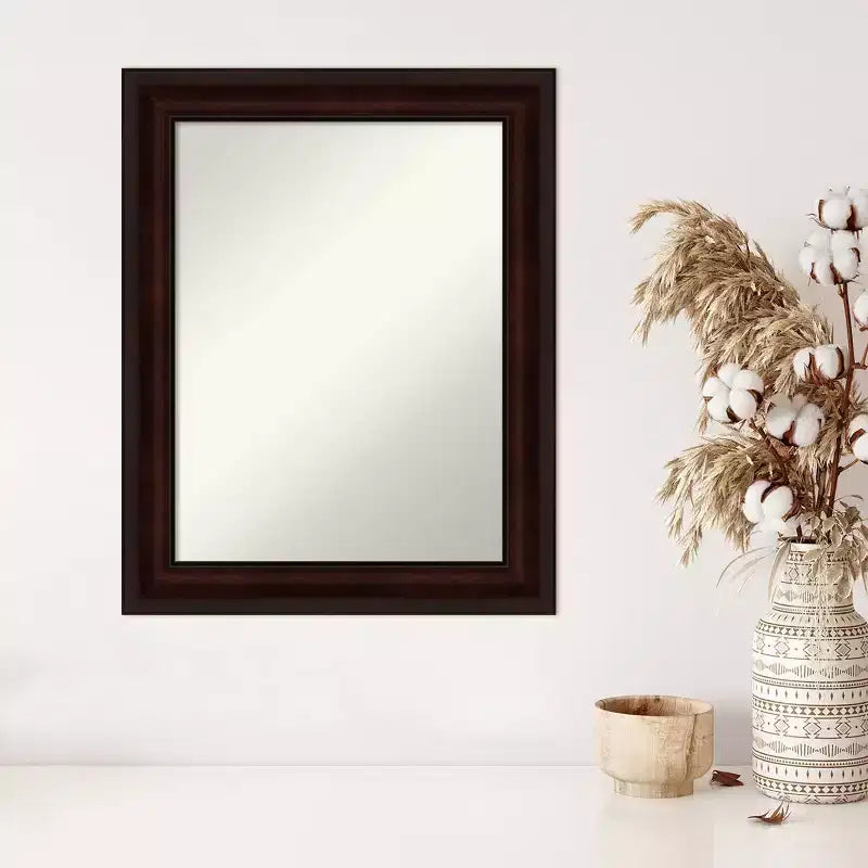 23" x 29" Non-Beveled Coffee Bean Brown Wall Mirror - Amanti Art