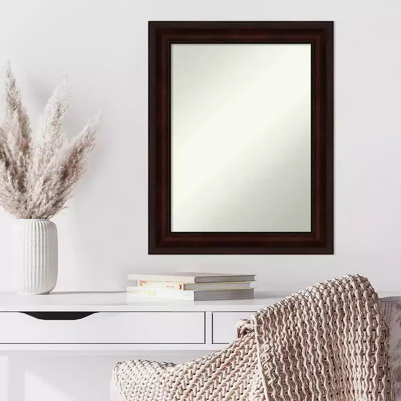 23" x 29" Non-Beveled Coffee Bean Brown Wall Mirror - Amanti Art