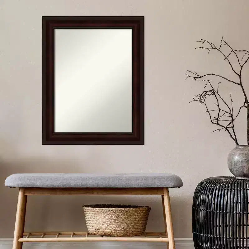 23" x 29" Non-Beveled Coffee Bean Brown Wall Mirror - Amanti Art
