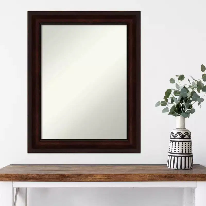 23" x 29" Non-Beveled Coffee Bean Brown Wall Mirror - Amanti Art