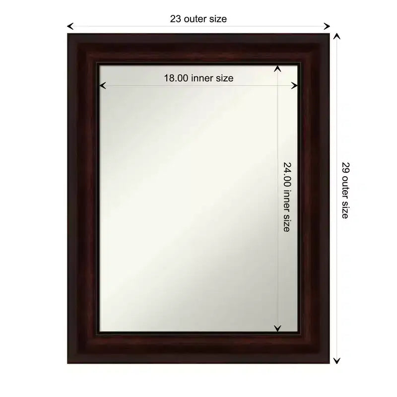 23" x 29" Non-Beveled Coffee Bean Brown Wall Mirror - Amanti Art