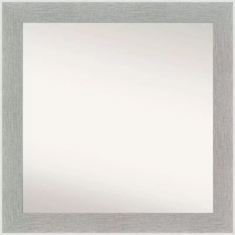 Amanti Art 31" x 31" Non-Beveled Glam Linen Gray Wall Mirror : Modern Square, Polystyrene Frame, Wall Mounted