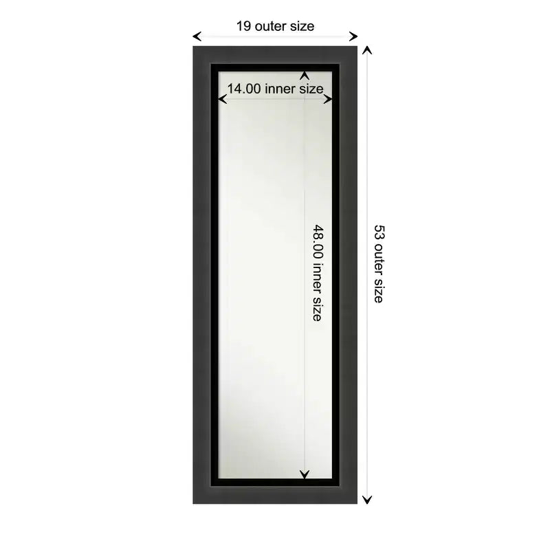 19" x 53" Non-Beveled Tuxedo Black Full Length on The Door Mirror - Amanti Art: Polystyrene Frame, Includes Mounting Hardware