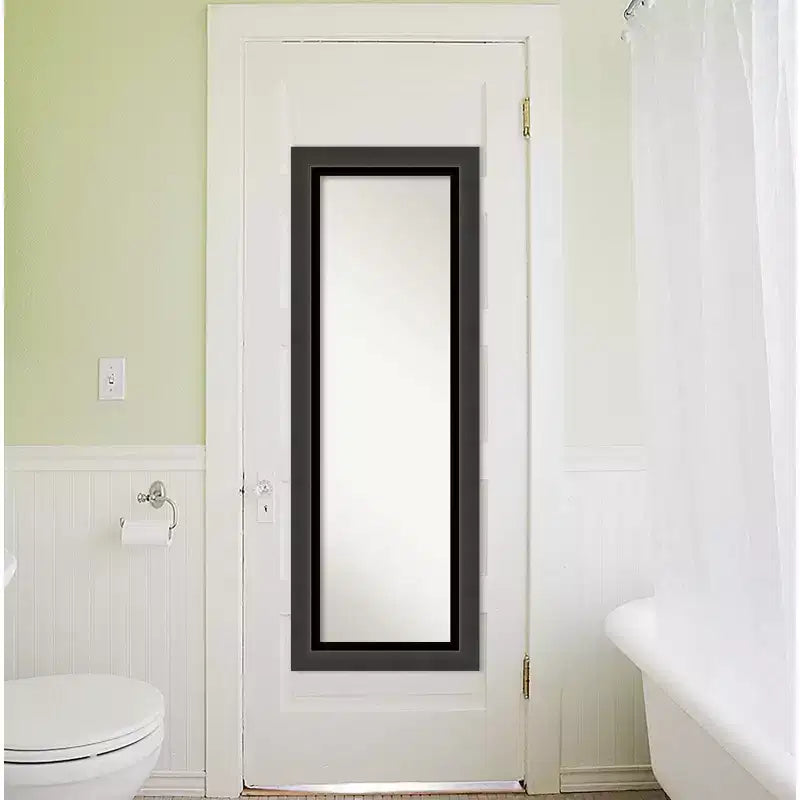 19" x 53" Non-Beveled Tuxedo Black Full Length on The Door Mirror - Amanti Art: Polystyrene Frame, Includes Mounting Hardware
