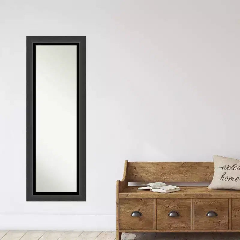 19" x 53" Non-Beveled Tuxedo Black Full Length on The Door Mirror - Amanti Art: Polystyrene Frame, Includes Mounting Hardware