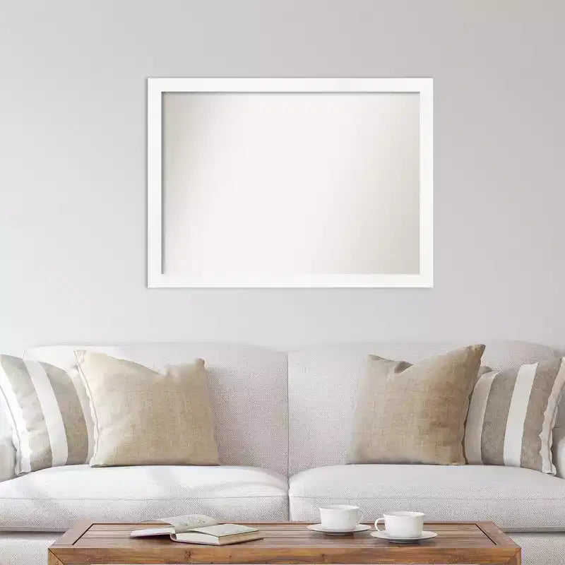 41" x 30" Non-Beveled Cabinet White Narrow Wall Mirror - Amanti Art