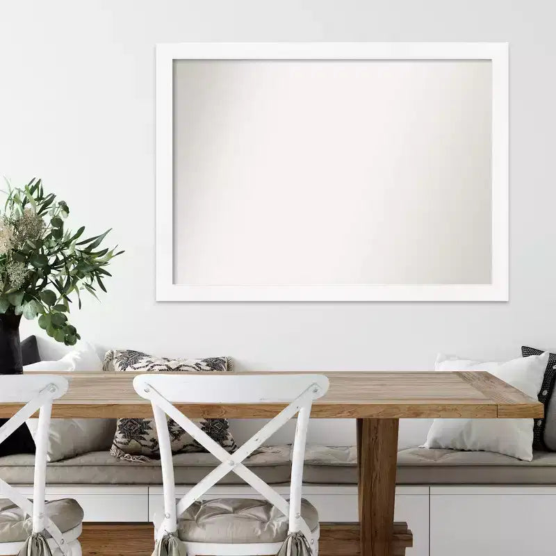 41" x 30" Non-Beveled Cabinet White Narrow Wall Mirror - Amanti Art