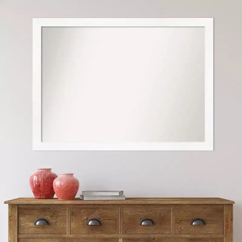 41" x 30" Non-Beveled Cabinet White Narrow Wall Mirror - Amanti Art