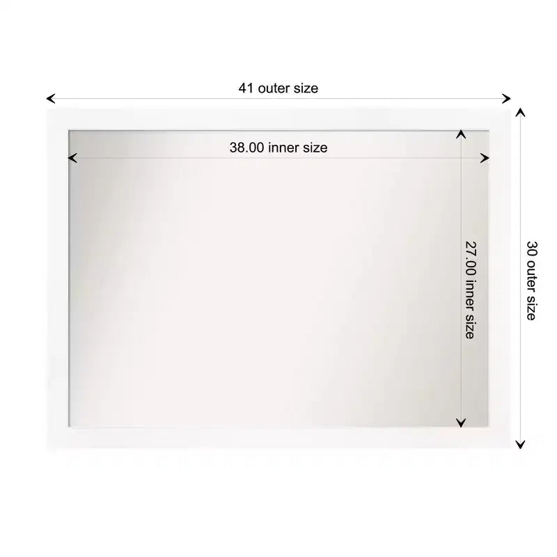 41" x 30" Non-Beveled Cabinet White Narrow Wall Mirror - Amanti Art
