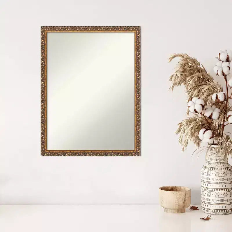 20" x 26" Non-Beveled Antique Bronze Wood Wall Mirror - Amanti Art: Rectangle, Modern Style, Includes Mount Hardware