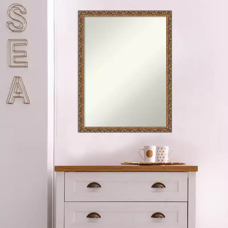 20" x 26" Non-Beveled Antique Bronze Wood Wall Mirror - Amanti Art: Rectangle, Modern Style, Includes Mount Hardware