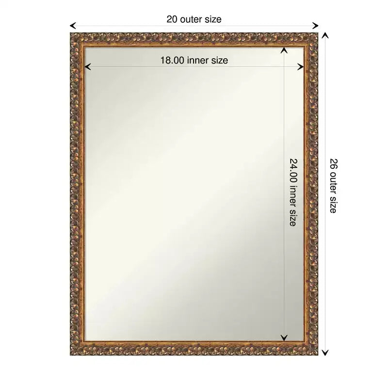 20" x 26" Non-Beveled Antique Bronze Wood Wall Mirror - Amanti Art: Rectangle, Modern Style, Includes Mount Hardware