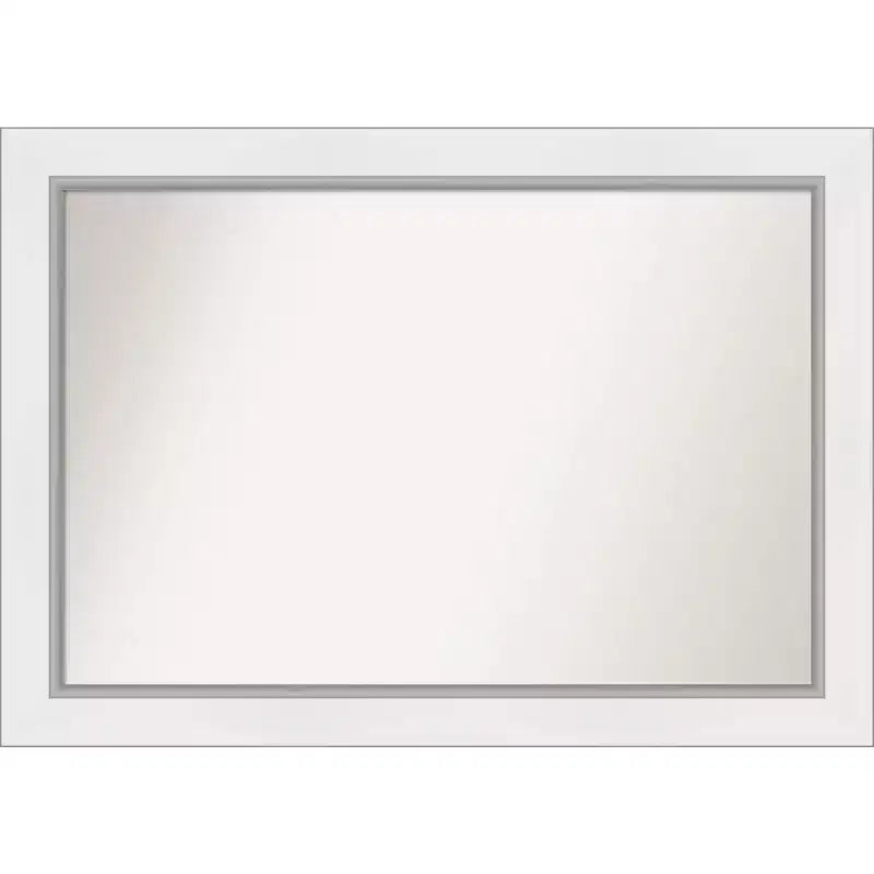 42" x 30" Eva White Wall Mirror for Bathroom, Silver Frame - Amanti Art: Includes Mounting Hardware