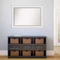 42" x 30" Eva White Wall Mirror for Bathroom, Silver Frame - Amanti Art: Includes Mounting Hardware