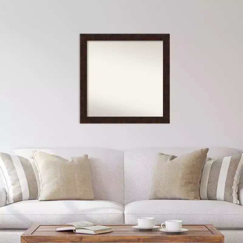 30" x 30" Non-Beveled William Mottled Bronze Narrow Wall Mirror - Amanti Art: Includes Mounting Hardware, Polystyrene Frame