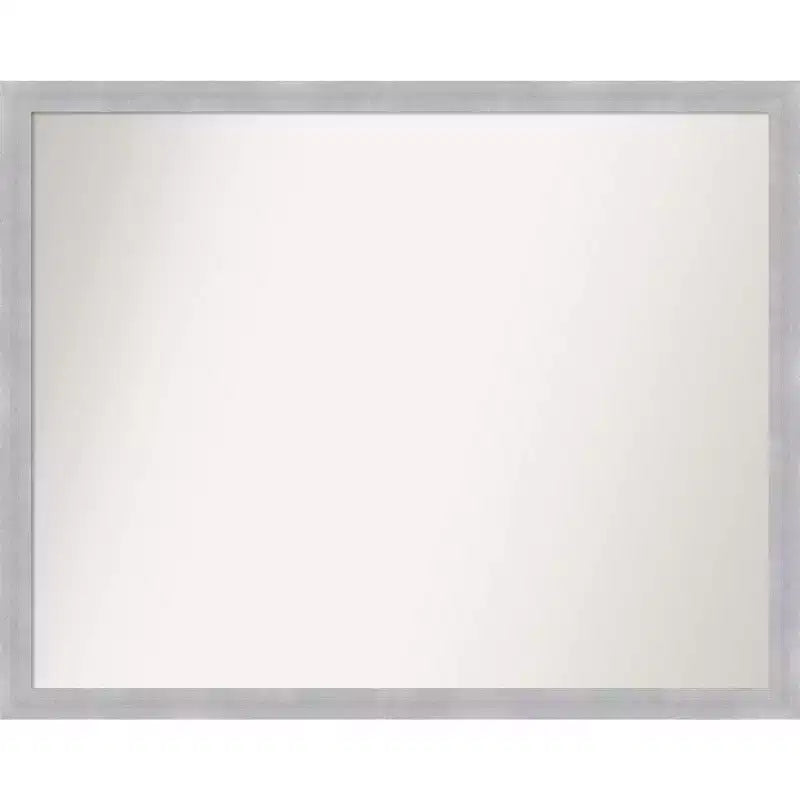 30" x 24" Non-Beveled Grace Narrow Bathroom Wall Mirror Brushed Nickel - Amanti Art: Polystyrene Frame, Wall Mount