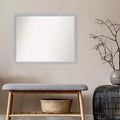 30" x 24" Non-Beveled Grace Narrow Bathroom Wall Mirror Brushed Nickel - Amanti Art: Polystyrene Frame, Wall Mount