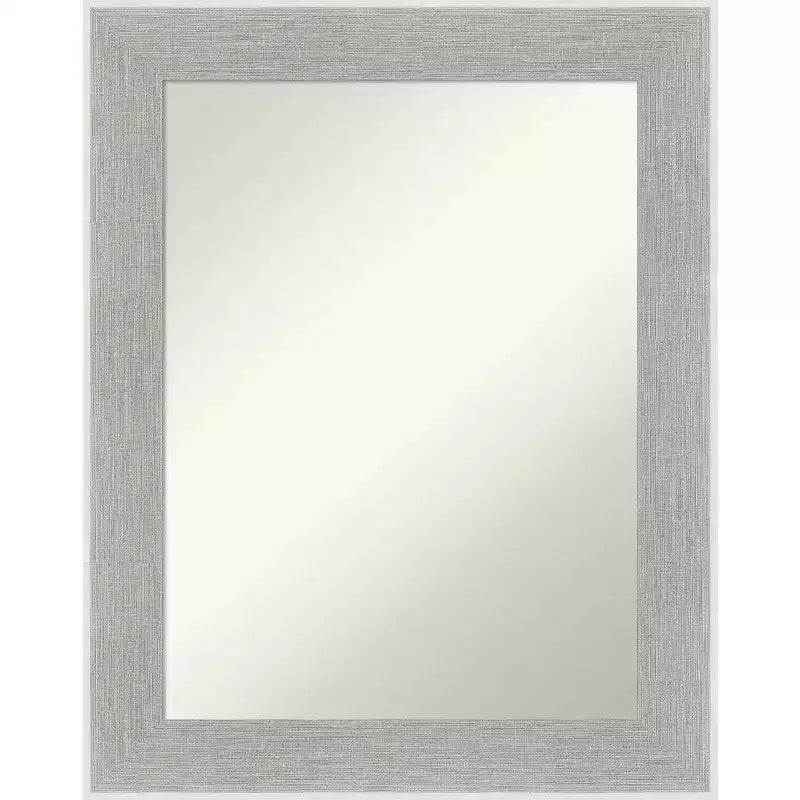 23" x 29" Non-Beveled Glam Linen Bathroom Wall Mirror Gray - Amanti Art