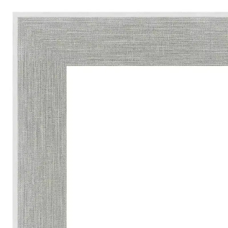 23" x 29" Non-Beveled Glam Linen Bathroom Wall Mirror Gray - Amanti Art