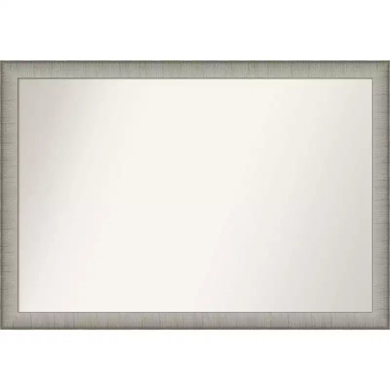 39"x27" Non-Beveled Elegant Narrow Bathroom Wall Mirror Brushed Pewter - Amanti Art: Polystyrene Frame, Wall Mount
