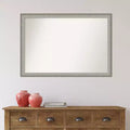 39"x27" Non-Beveled Elegant Narrow Bathroom Wall Mirror Brushed Pewter - Amanti Art: Polystyrene Frame, Wall Mount