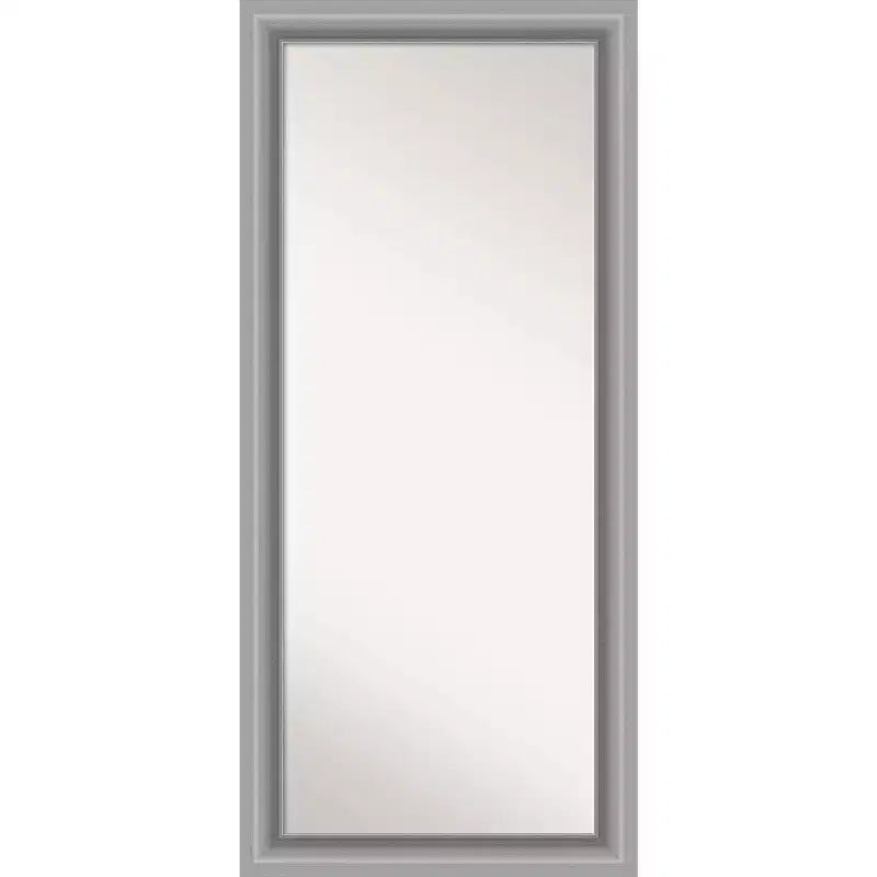 30" x 66" Non-Beveled Peak Polished Nickel Full Length Floor Leaner Mirror - Amanti Art: Includes Mounting Hardware, Modern Design