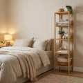 5-Tier Bamboo Shelf, Narrow Plant Stand with Slatted Shelves, Natural Wood for Bathroom, Kitchen, Living Room