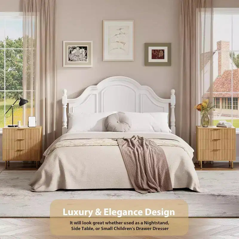 Modern 3 Drawer Dresser - Wide Wooden Bedroom Chest - Deep Spacious Drawers, Sturdy Storage Cabinet, Bedside Table, Side Table