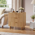 Modern 3 Drawer Dresser - Wide Wooden Bedroom Chest - Deep Spacious Drawers, Sturdy Storage Cabinet, Bedside Table, Side Table