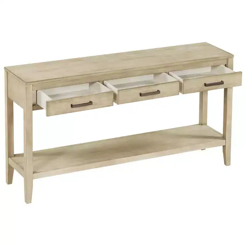 GDFStudio Larry 59 Farmhouse Console Table with Drawers and Bottom Shelf