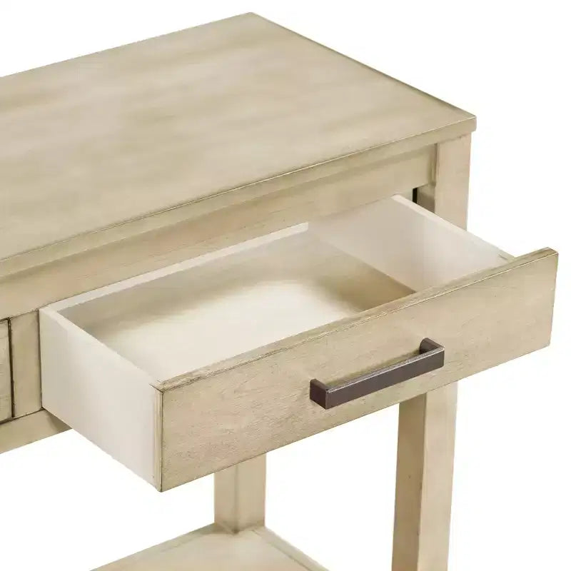 GDFStudio Larry 59 Farmhouse Console Table with Drawers and Bottom Shelf