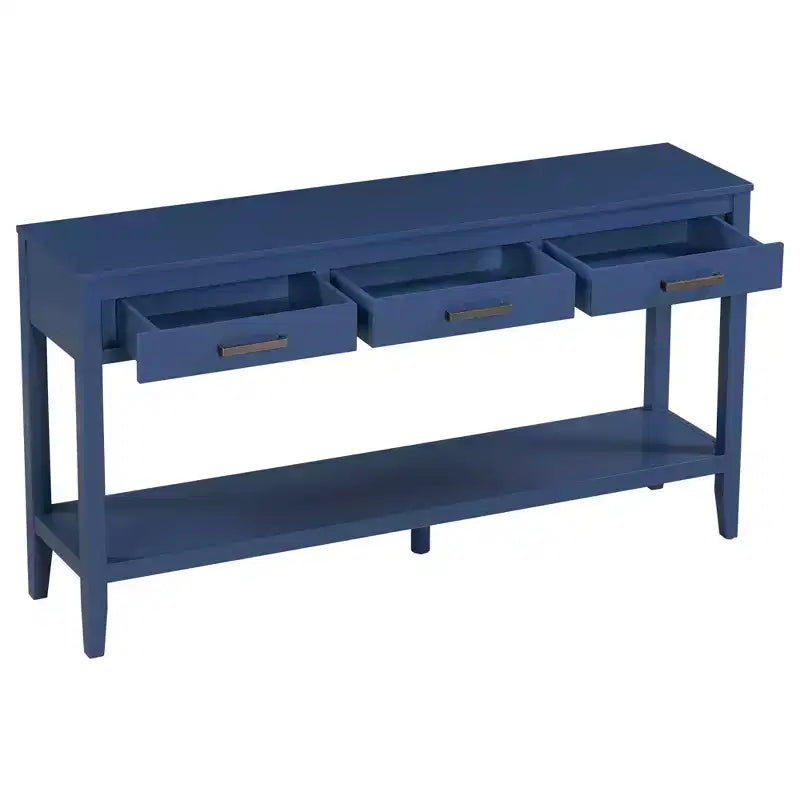 GDFStudio Larry 59 Farmhouse Console Table with Drawers and Bottom Shelf