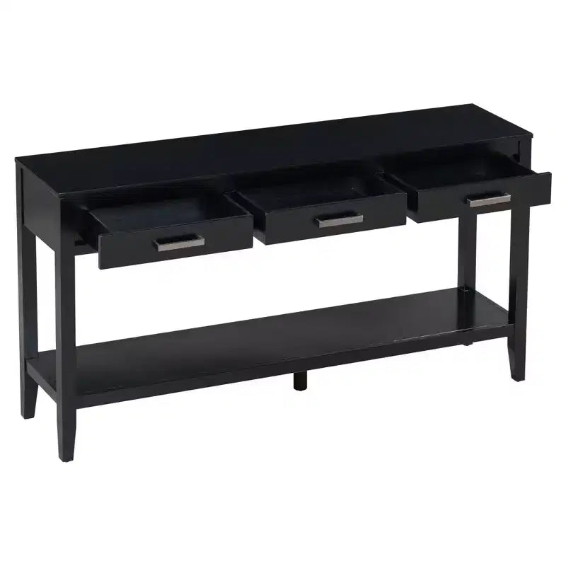 GDFStudio Larry 59 Farmhouse Console Table with Drawers and Bottom Shelf