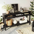 GDFStudio Larry 59 Farmhouse Console Table with Drawers and Bottom Shelf