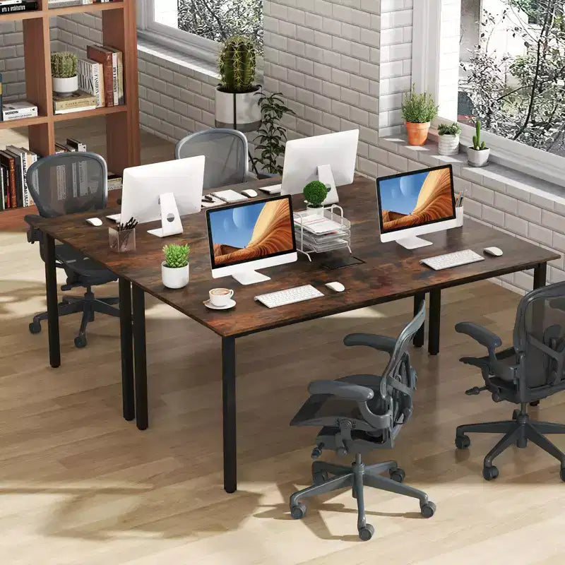 Costway 71 x 35.5 Large Office Table w/ Cable Grommet Sturdy Metal Legs for Boardroom
