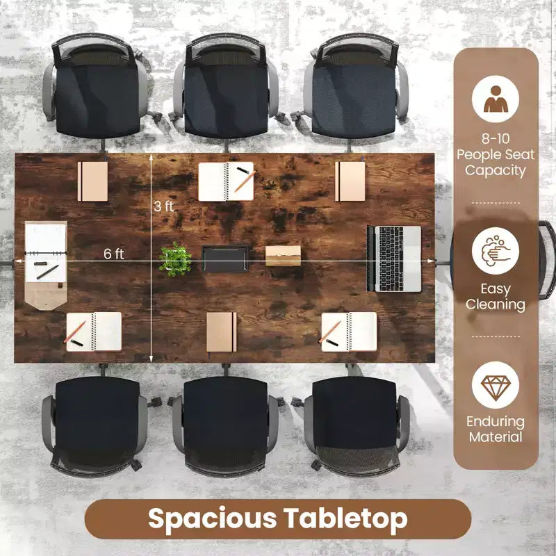 Costway 71 x 35.5 Large Office Table w/ Cable Grommet Sturdy Metal Legs for Boardroom