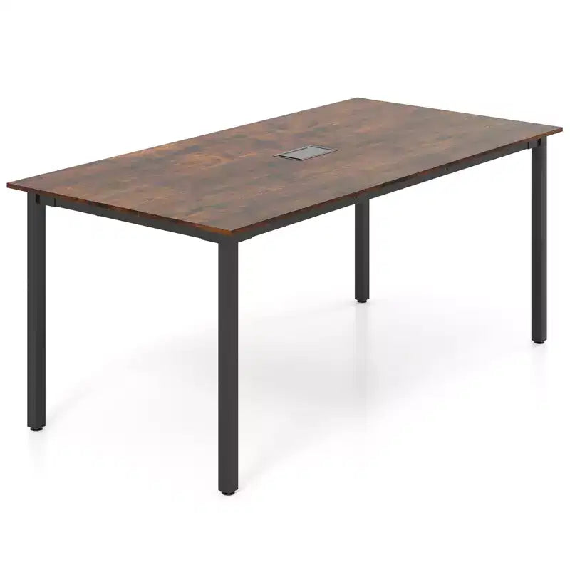 Costway 71 x 35.5 Large Office Table w/ Cable Grommet Sturdy Metal Legs for Boardroom