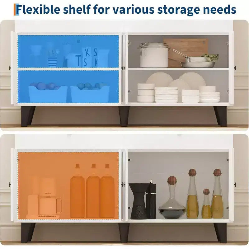 51 in Storage Cabinet, Wood Coffee Bar Station Table with Drawers and Adjustable Shelves, Freestanding Pantry Cabinet Cupboard Hutch