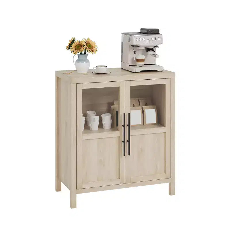 COZONY 29 Sideboard Buffet Cabinet with Glass Doors & Drawers, Farmhouse Coffee Bar Storage Cabinet for Kitchen or Dining Room