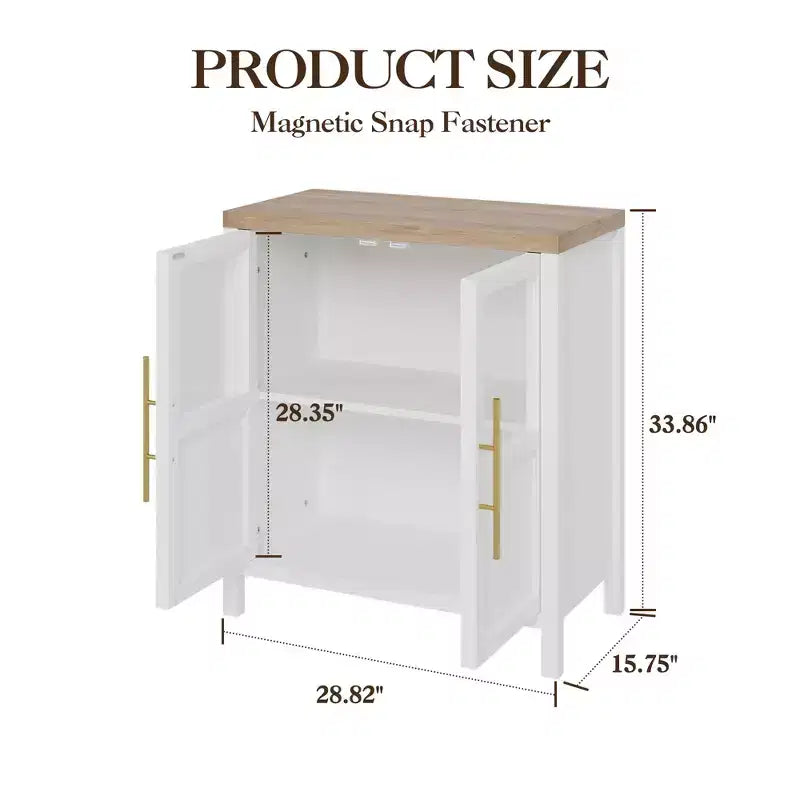 COZONY 29 Sideboard Buffet Cabinet with Glass Doors & Drawers, Farmhouse Coffee Bar Storage Cabinet for Kitchen or Dining Room