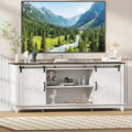 Farmhouse TV Stand for 75 Inch TVWood Entertainment Center with Barn Doors,Adjustable Shelves & Storage Cabinets,Media Console Table for Living Room