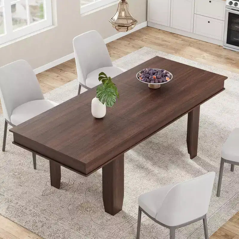 GustoWave 63-86.6 Extendable Dining Table for 6-10, Farmhouse Rectangular Kitchen Table with Sturdy Wood Frame, Large Dining Room Table