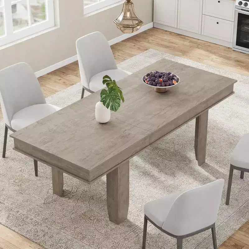 GustoWave 63-86.6 Extendable Dining Table for 6-10, Farmhouse Rectangular Kitchen Table with Sturdy Wood Frame, Large Dining Room Table