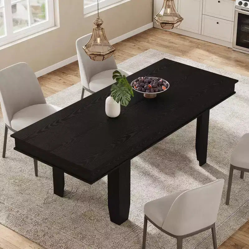 GustoWave 63-86.6 Extendable Dining Table for 6-10, Farmhouse Rectangular Kitchen Table with Sturdy Wood Frame, Large Dining Room Table