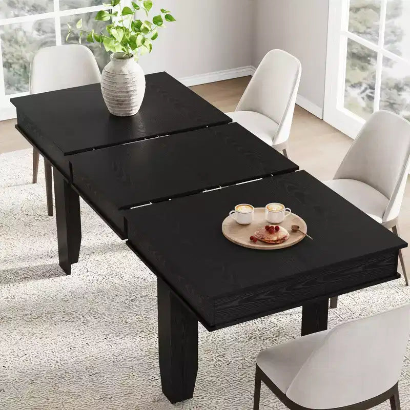 GustoWave 63-86.6 Extendable Dining Table for 6-10, Farmhouse Rectangular Kitchen Table with Sturdy Wood Frame, Large Dining Room Table