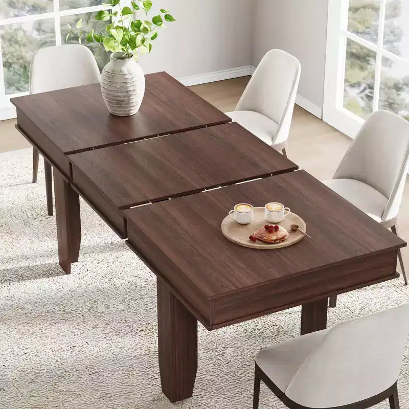 GustoWave 63-86.6 Extendable Dining Table for 6-10, Farmhouse Rectangular Kitchen Table with Sturdy Wood Frame, Large Dining Room Table