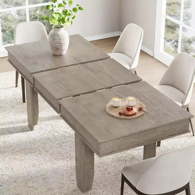 GustoWave 63-86.6 Extendable Dining Table for 6-10, Farmhouse Rectangular Kitchen Table with Sturdy Wood Frame, Large Dining Room Table