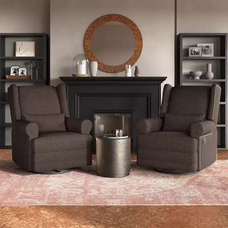 Swivel Rocker Recliner Chair with Ottoman Footrest, Glider Rocking Chair with Lumbar Support, Upholstered Nursery Chair for Bedroom Living Room