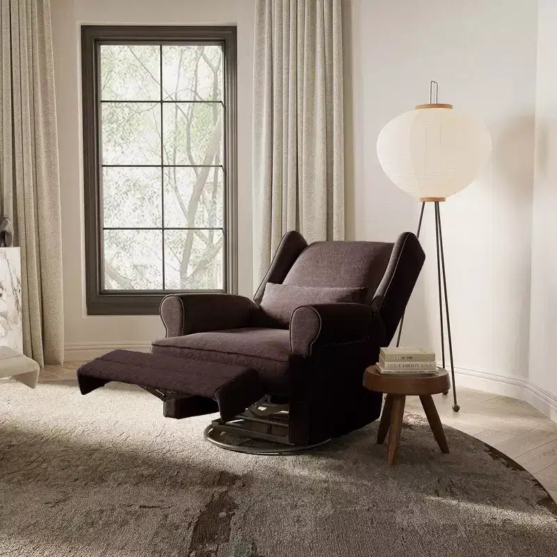 Swivel Rocker Recliner Chair with Ottoman Footrest, Glider Rocking Chair with Lumbar Support, Upholstered Nursery Chair for Bedroom Living Room