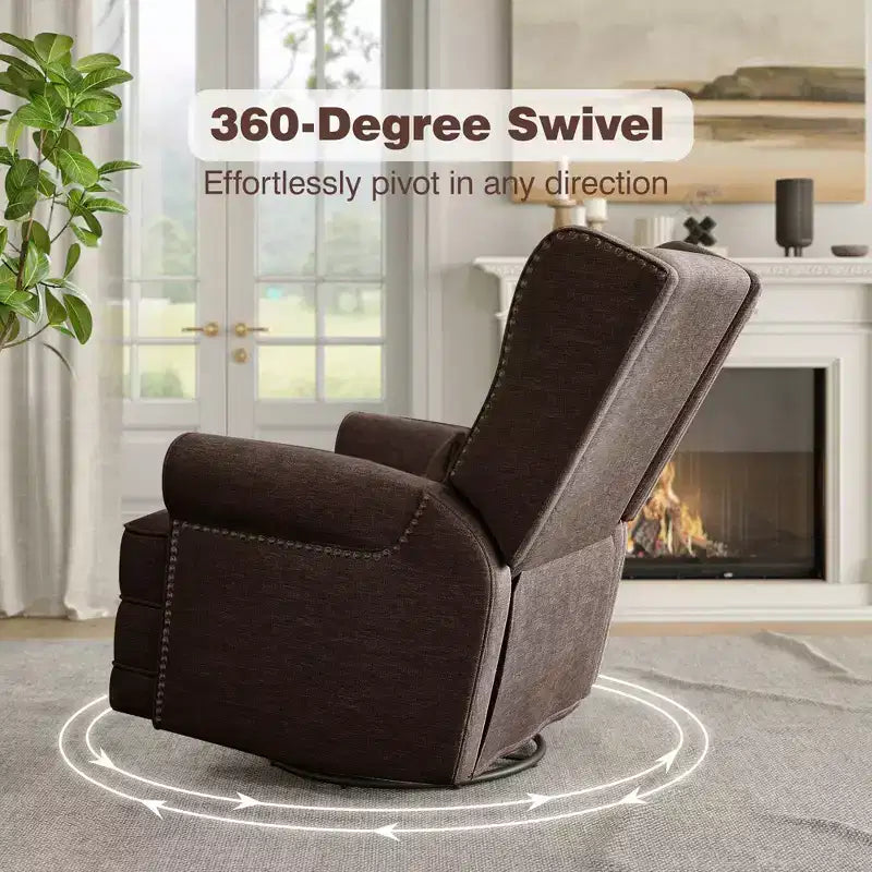 Swivel Rocker Recliner Chair with Ottoman Footrest, Glider Rocking Chair with Lumbar Support, Upholstered Nursery Chair for Bedroom Living Room